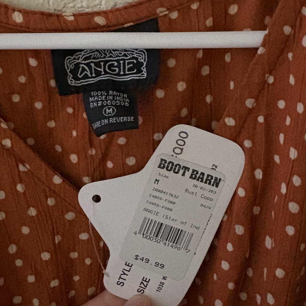 Angie Rust Polka Dot Tiered Dress – Size M (NWT, Boot Barn) - Picture 4 of 4
